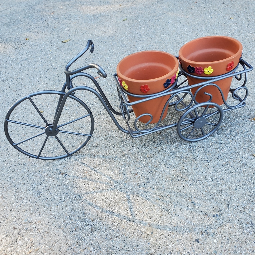Vintage Iron Bike Planter & Mini Pots